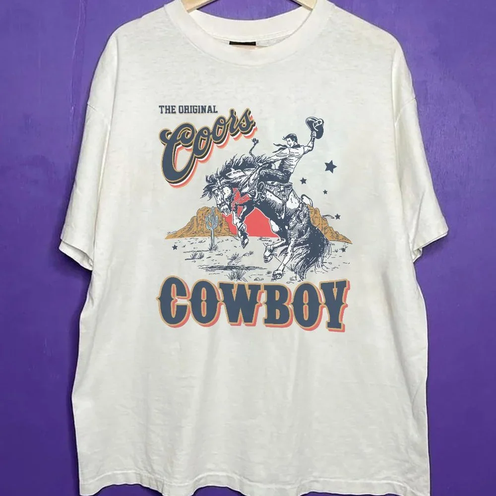 The Original Coors Cowboy Shirt, Retro 90s Coors Rodeo Shirt tee